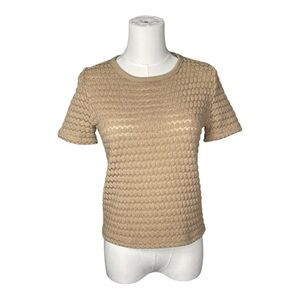 Zara Trafaluc Beige Textured Knit Top